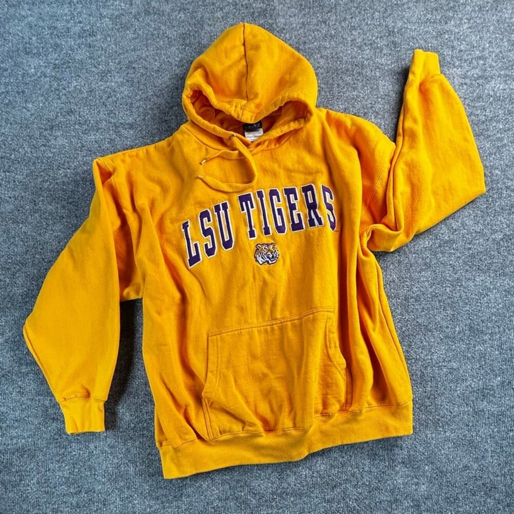 Vintage Y2K LSU Tigers Hoodie Mens XL Gold Embroidered Old Varsity Brand